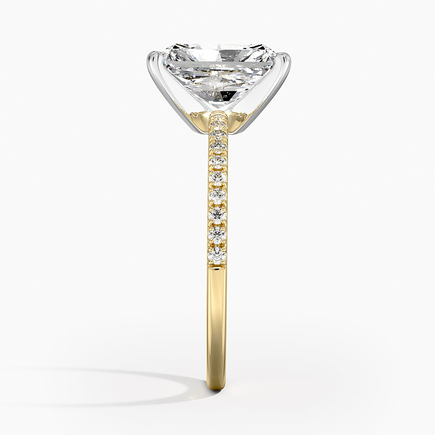 Ballad Half Coverage Diamond Ring (1/8 ct. tw.) - Radiant Cut Center Stone