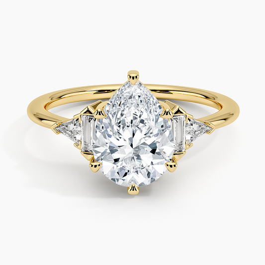 Edie Art Deco Diamond Ring (1/4 ct. tw.) - Pear Center Stone