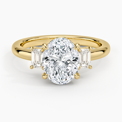 Petite Rhiannon Three Stone Diamond Ring (1/4 ct. tw.) - Oval Cut Center Stone