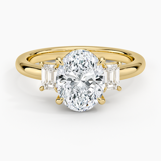 Petite Rhiannon Three Stone Diamond Ring (1/4 ct. tw.) - Oval Cut Center Stone