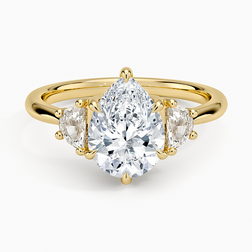 Half Moon Three Stone Diamond Ring (1/4 ct. tw.) - Pear Center Stone