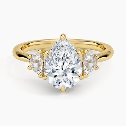 Half Moon Three Stone Diamond Ring (1/4 ct. tw.) - Pear Center Stone
