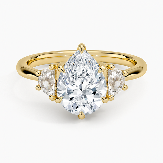 Half Moon Three Stone Diamond Ring (1/4 ct. tw.) - Pear Center Stone