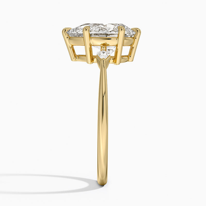 Petite Cometa Three Stone Diamond Ring - Pear Center Stone