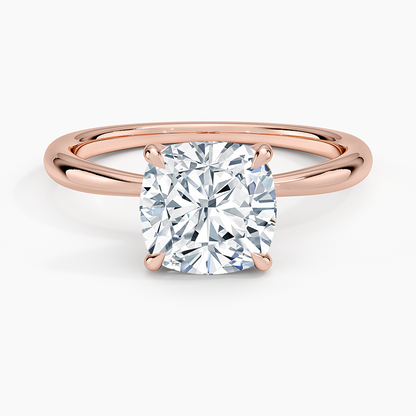 Freesia 2mm Solitaire Ring - Cushion Cut Center Stone
