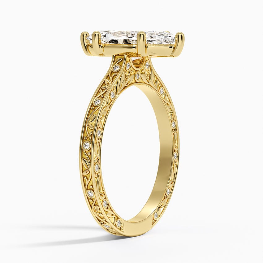 Grove Perfect Fit Engraved Diamond Ring (1/10 ct. tw.) - Marquise Cut Center Stone