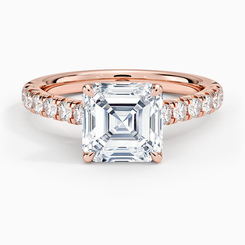Sienna Half Coverage Diamond Ring - Asscher Cut Center Stone