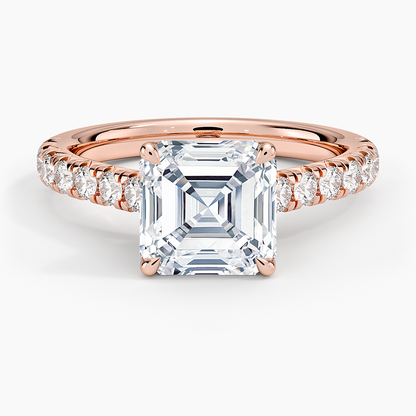 Sienna Half Coverage Diamond Ring - Asscher Cut Center Stone