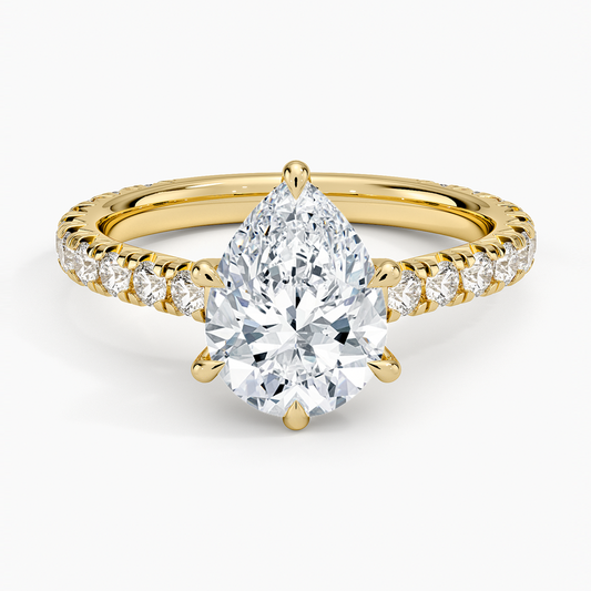 Sienna Three-Quarter Coverage Diamond Ring - Pear Center Stone