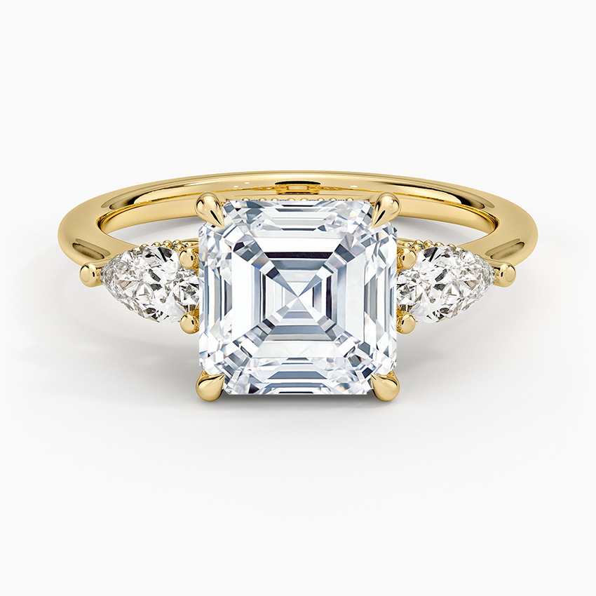 Adorned Opera Three Stone Diamond Ring (1/2 ct. tw.) - Asscher Cut Center Stone