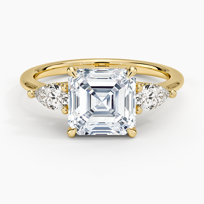Adorned Opera Three Stone Diamond Ring (1/2 ct. tw.) - Asscher Cut Center Stone