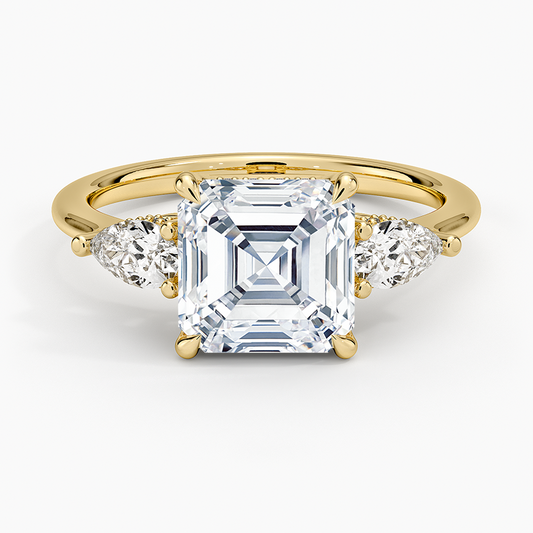 Adorned Opera Three Stone Diamond Ring (1/2 ct. tw.) - Asscher Cut Center Stone