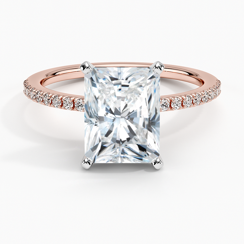 Ballad Half Coverage Diamond Ring (1/8 ct. tw.) - Radiant Cut Center Stone