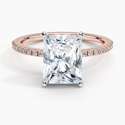 Ballad Half Coverage Diamond Ring (1/8 ct. tw.) - Radiant Cut Center Stone