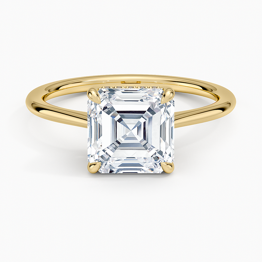 Elle Hidden Halo Diamond Ring - Asscher Cut Center Stone