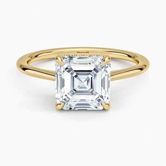 Elle Hidden Halo Diamond Ring - Asscher Cut Center Stone