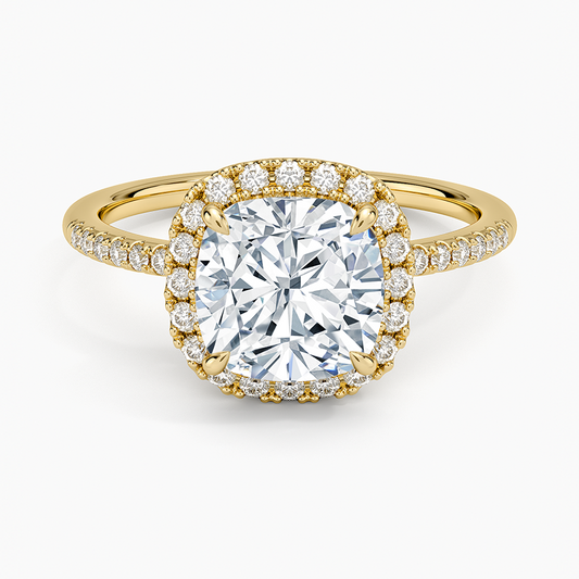 Cambria Halo Diamond Ring - Cushion Cut Center Stone