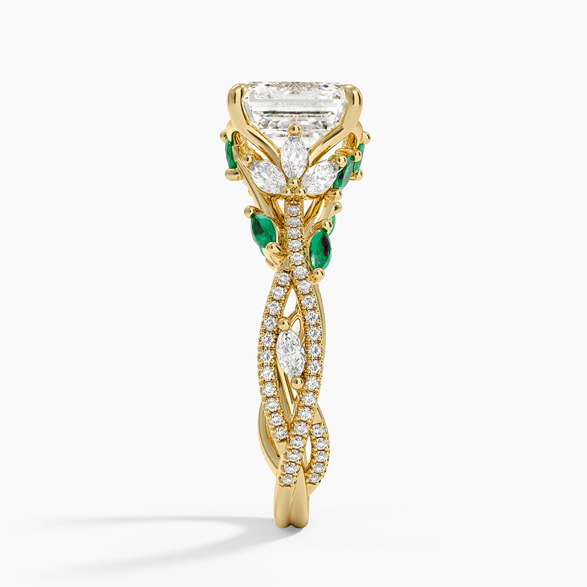 Luxe Secret Garden Lab Emerald and Diamond Ring - Asscher Cut Center Stone