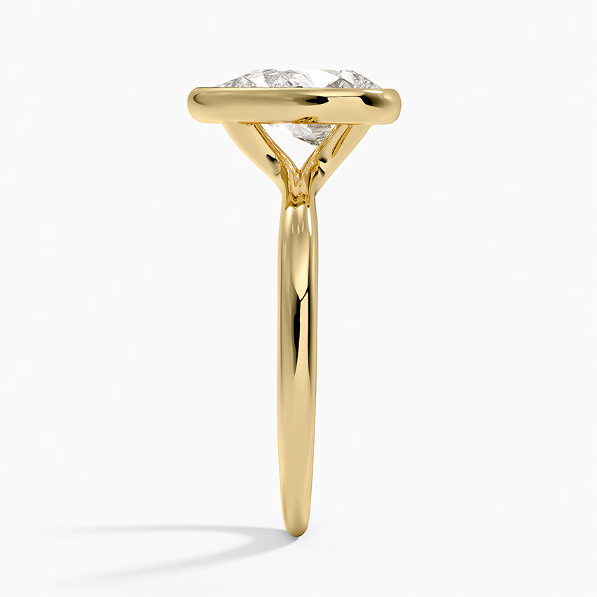 Freesia Bezel Solitaire Ring - Pear Center Stone
