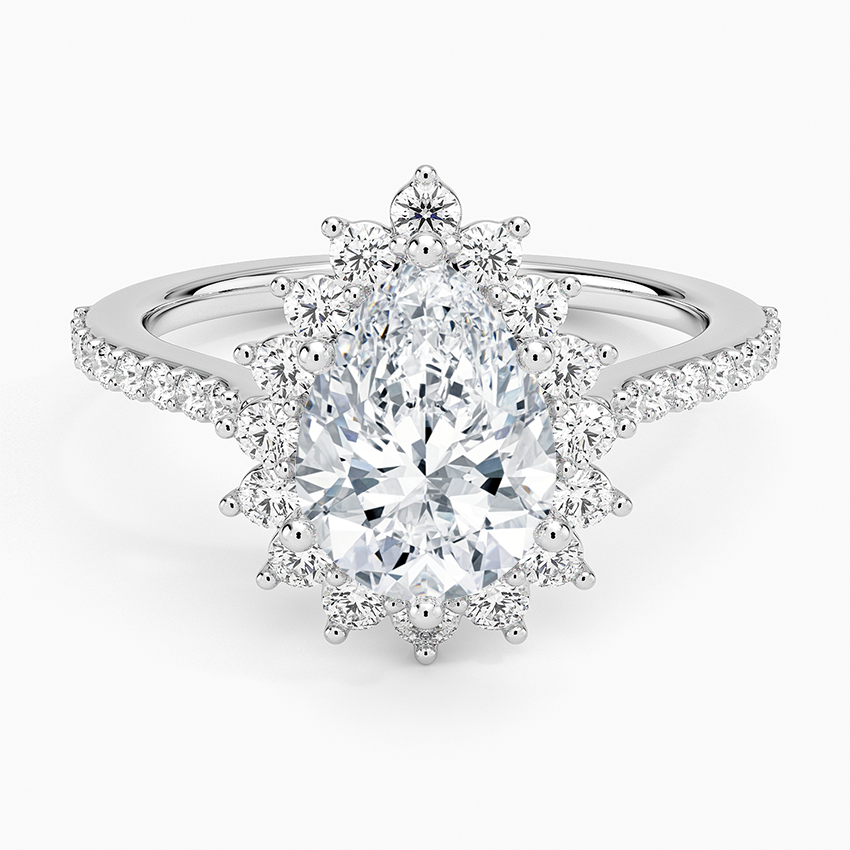 Luxe Sunburst Halo Diamond Ring (1/2 ct. tw.) - Pear Center Stone