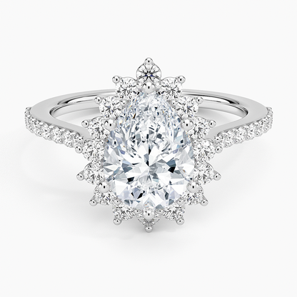Luxe Sunburst Halo Diamond Ring (1/2 ct. tw.) - Pear Center Stone