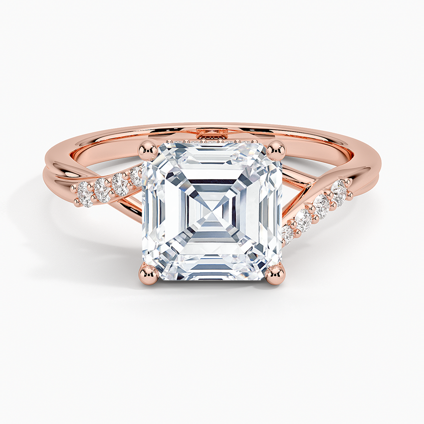 Chamise Hidden Halo Diamond Ring - Asscher Cut Center Stone
