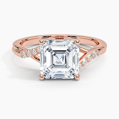 Chamise Hidden Halo Diamond Ring - Asscher Cut Center Stone