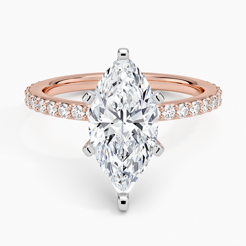 Petite Shared Prong Three-Quarter Coverage Diamond Ring (1/3 ct. tw.) - Marquise Center Stone