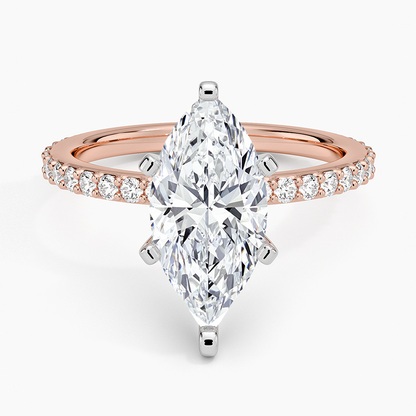 Petite Shared Prong Three-Quarter Coverage Diamond Ring (1/3 ct. tw.) - Marquise Center Stone