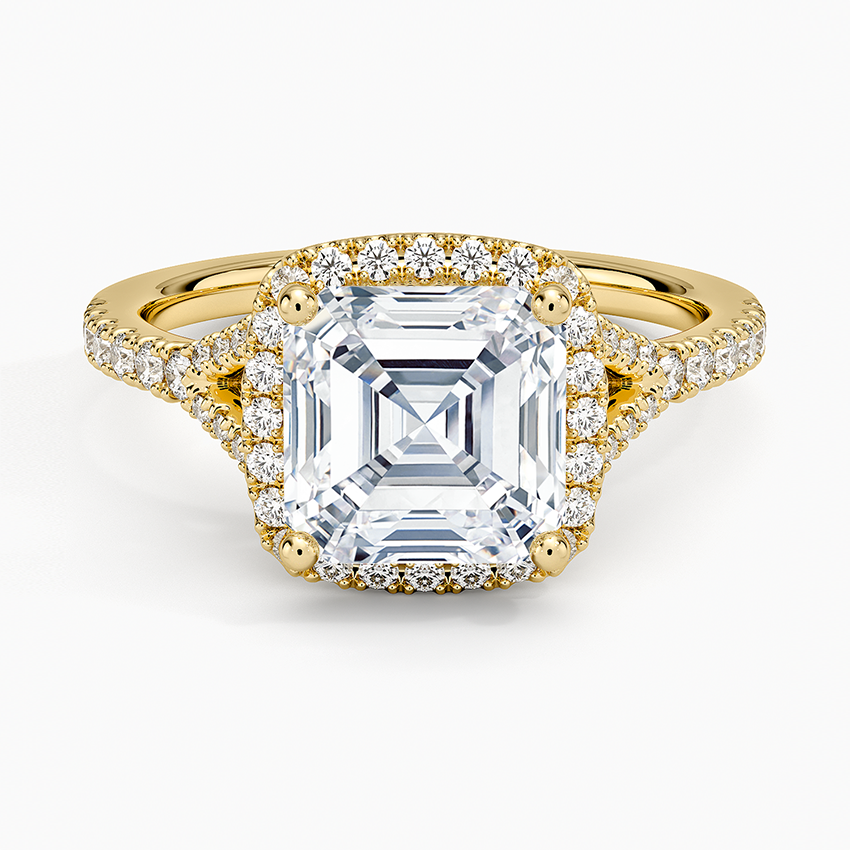 Joy Half Coverage Diamond Ring - Asscher Cut Center Stone