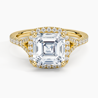 Joy Half Coverage Diamond Ring - Asscher Cut Center Stone