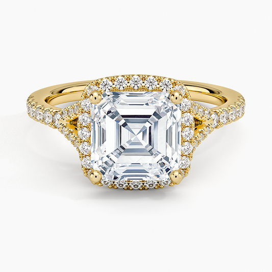 Joy Half Coverage Diamond Ring - Asscher Cut Center Stone