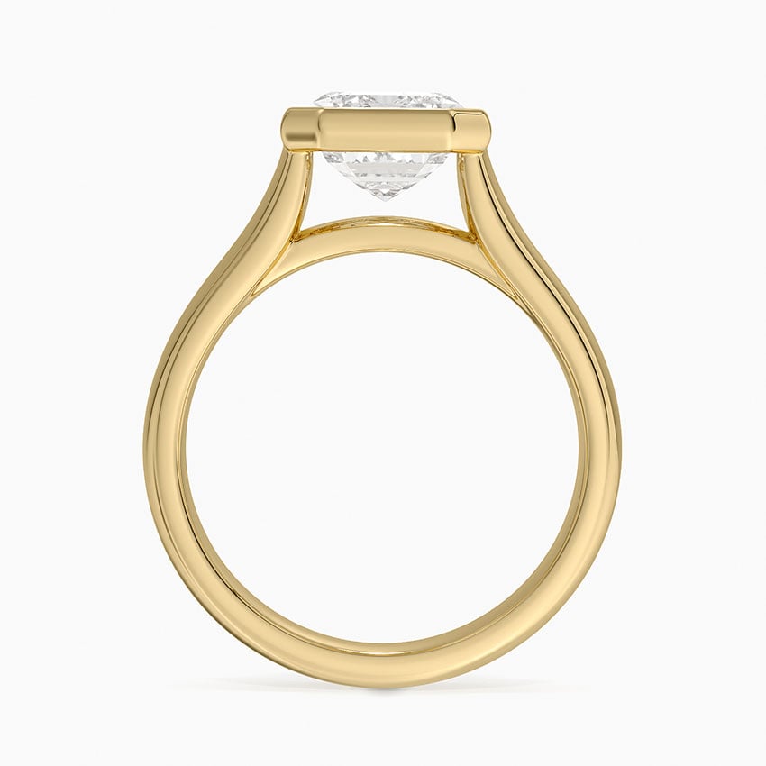 Luna 4mm Bezel Ring - Emerald Cut Center Stone