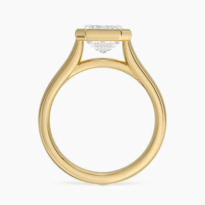 Luna 4mm Bezel Ring - Emerald Cut Center Stone