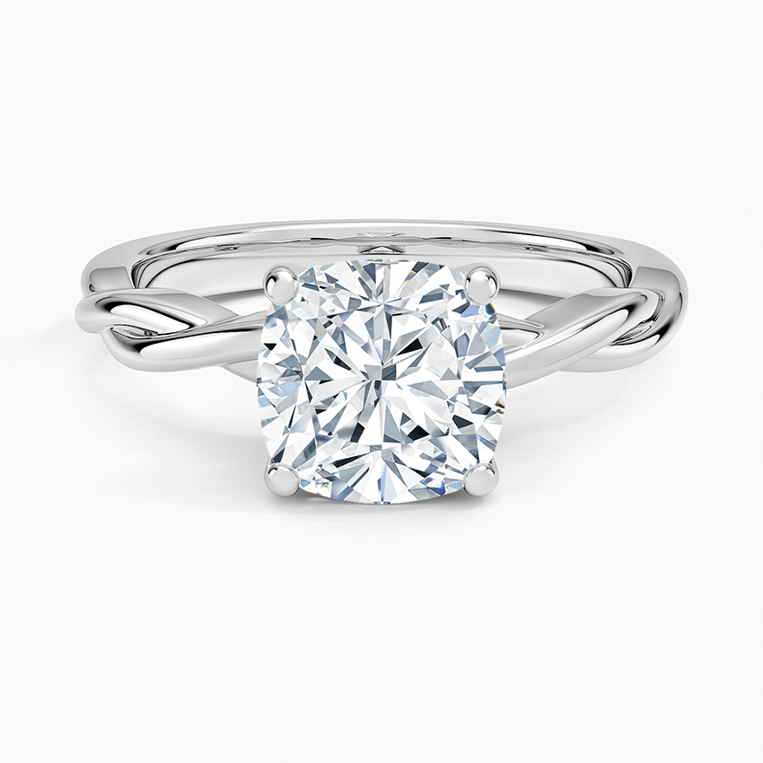 Twisted Vine Solitaire Ring - Cushion Cut Center Stone