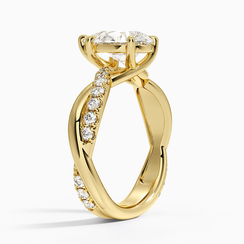 Cascade Twisted Diamond Ring - Pear Cut Center Stone