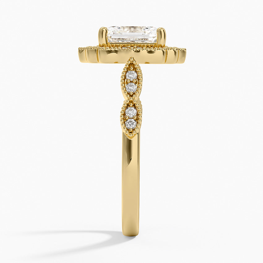 Cadenza Halo Diamond Ring - Asscher Cut Center Stone