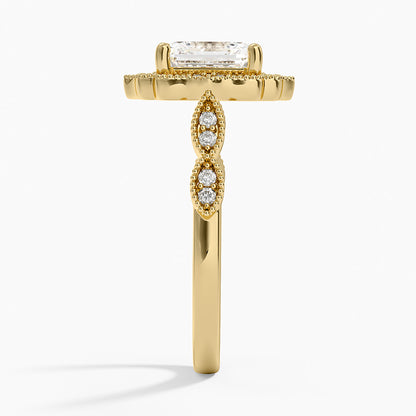 Cadenza Halo Diamond Ring - Asscher Cut Center Stone