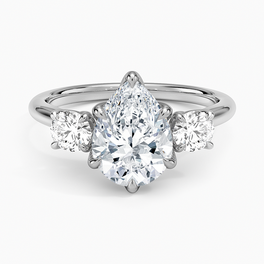 Elodie Perfect Fit Three Stone Diamond Ring (1/2 ct. tw.) - Pear Center Stone