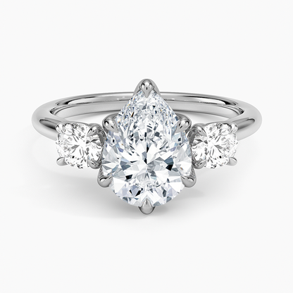Elodie Perfect Fit Three Stone Diamond Ring (1/2 ct. tw.) - Pear Center Stone