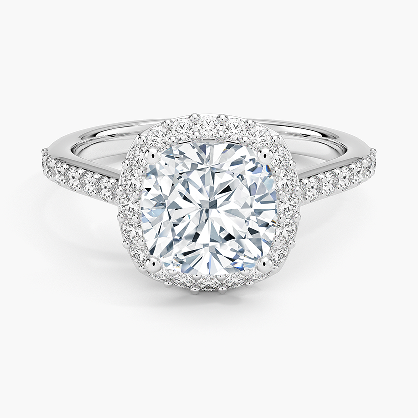 Halo Diamond Ring with Side Stones (1/3 ct. tw.) - Cushion Cut Center Stone