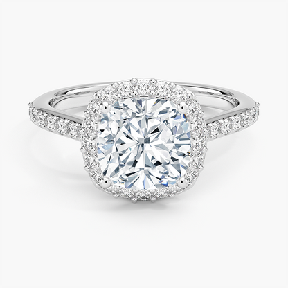Halo Diamond Ring with Side Stones (1/3 ct. tw.) - Cushion Cut Center Stone