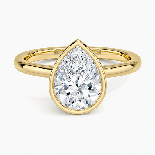 Sylvie Perfect Fit Bezel Solitaire Ring - Pear Center Stone