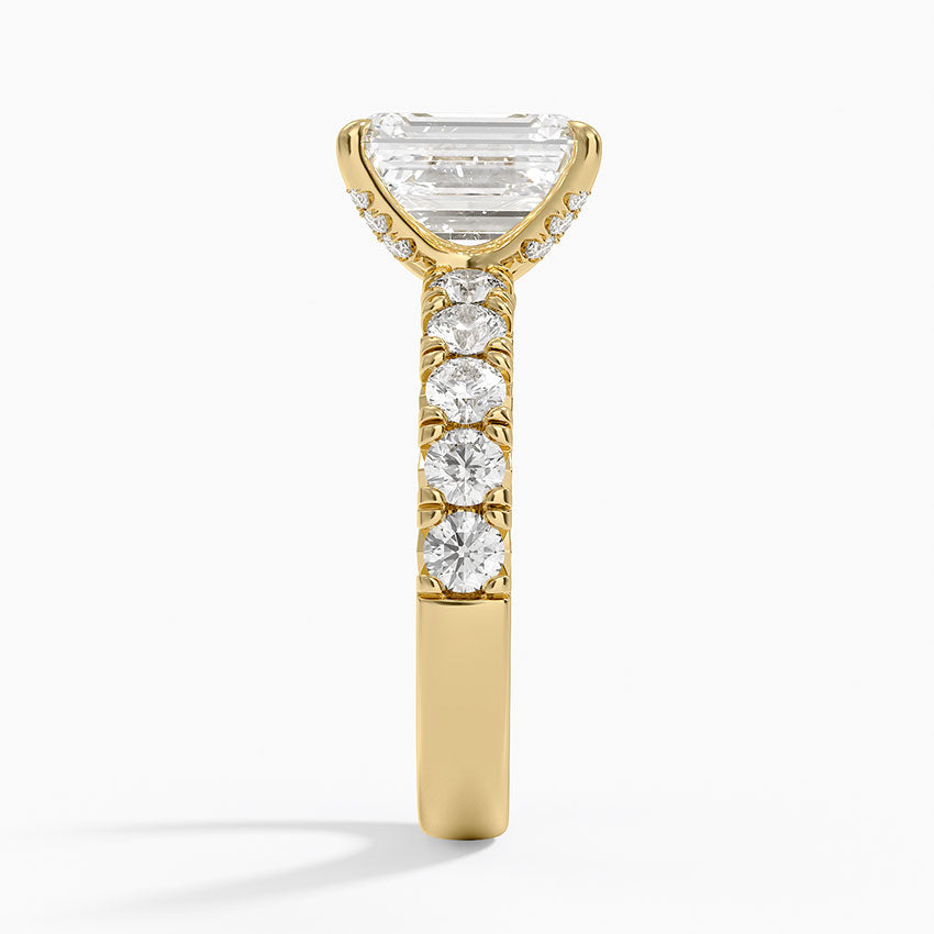 Ellora Half Coverage Diamond Ring - Emerald Cut Center Stone