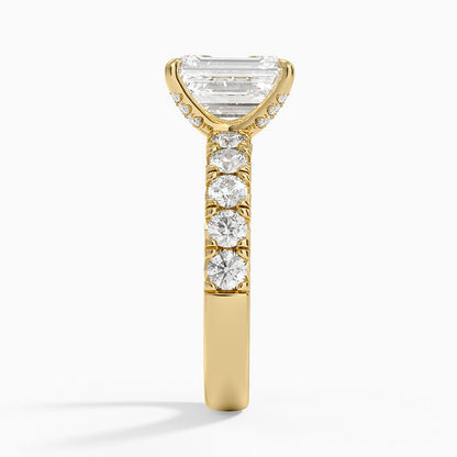 Ellora Half Coverage Diamond Ring - Emerald Cut Center Stone