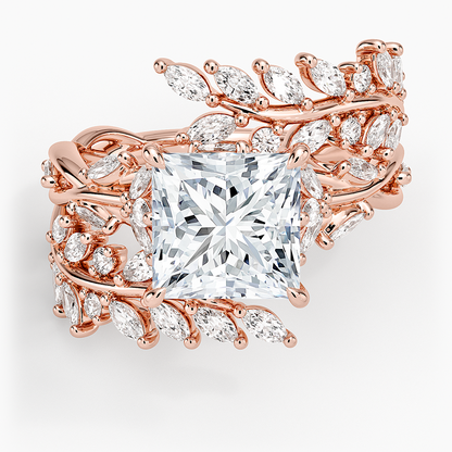 Secret Garden Wrap Diamond Ring - Princess Cut Center Stone
