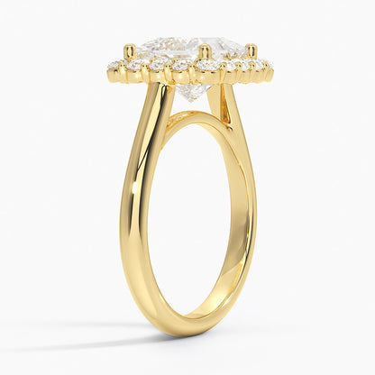 Lotus Flower Halo Diamond Ring (1/4 ct. tw.) - Princess Cut Center Stone