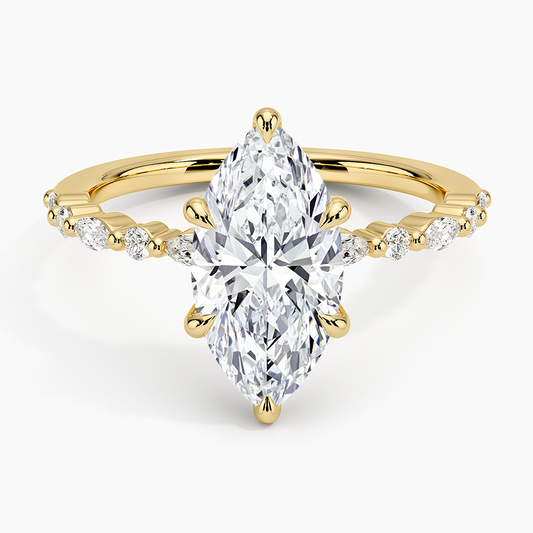 Delicate Versailles Diamond Ring - Marquise Center Stone