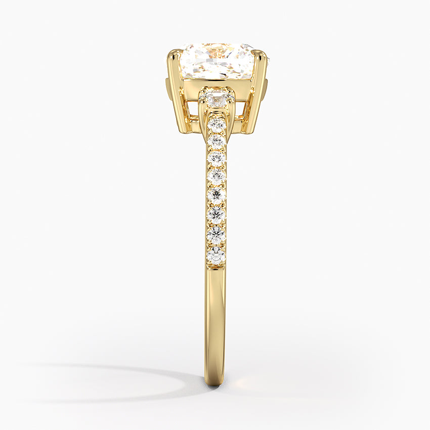 Lyra Three Stone Diamond Ring (1/4 ct. tw.) - Cushion Cut Center Stone