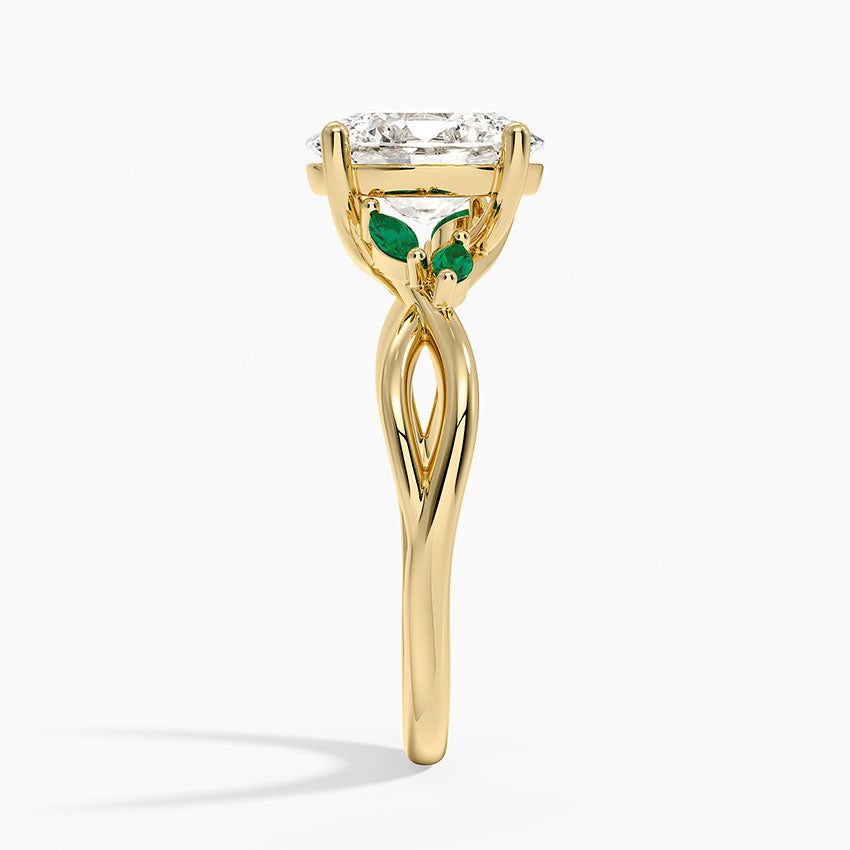 Willow Ring With Lab Emerald Accents - Oval Cut Center Stone